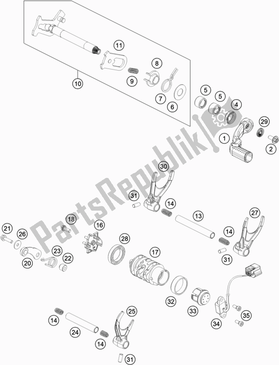 All parts for the Shifting Mechanism of the Husqvarna FR 450 Rally EU 2019