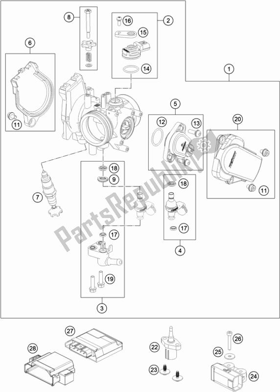 Toutes les pièces pour le Corps De Papillon du Husqvarna FR 450 Rally EU 2019