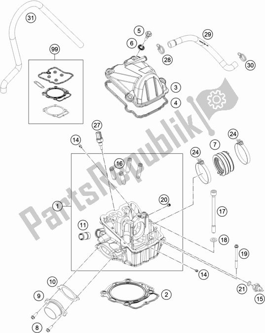 All parts for the Cylinder Head of the Husqvarna FR 450 Rally EU 2020