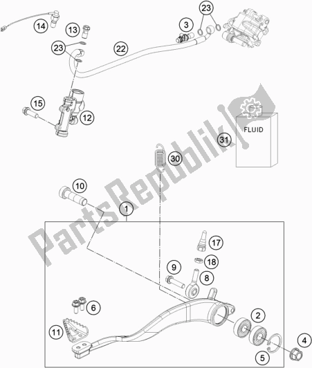 All parts for the Rear Brake Control of the Husqvarna FR 450 Rally EU 2020