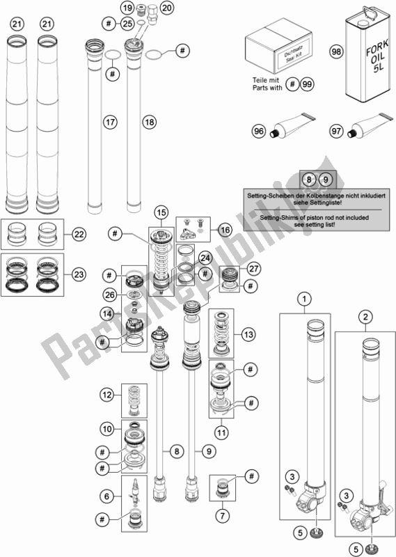 Toutes les pièces pour le Fourche Avant Démontée du Husqvarna FS 450 2019