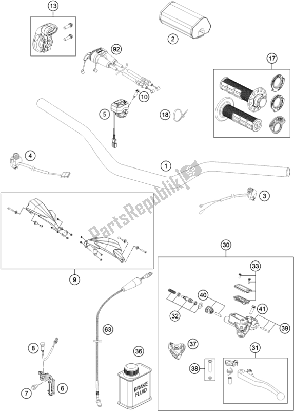 Todas as partes de Guiador, Controles do Husqvarna FS 450 2019