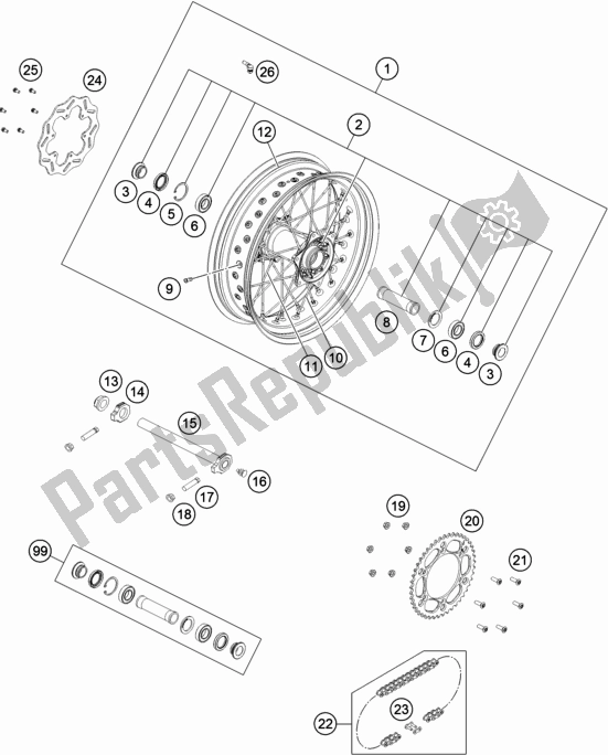 All parts for the Rear Wheel of the Husqvarna FS 450 2019