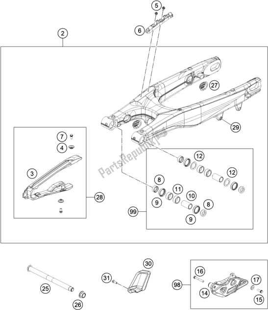 Toutes les pièces pour le Bras Oscillant du Husqvarna FS 450 2019