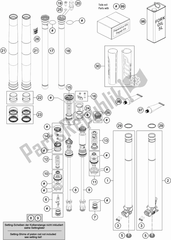 Toutes les pièces pour le Fourche Avant Démontée du Husqvarna FS 450 2020