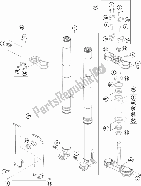 Toutes les pièces pour le Fourche Avant, Triple Serrage du Husqvarna FS 450 2020