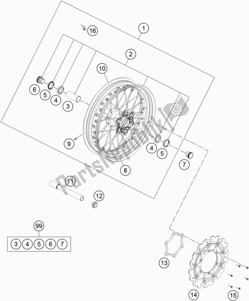 Toutes les pièces pour le Roue Avant du Husqvarna FS 450 2020