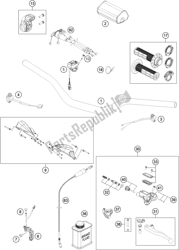 Todas as partes de Guiador, Controles do Husqvarna FS 450 2020