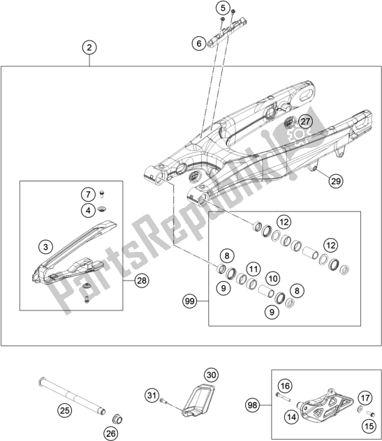 All parts for the Swing Arm of the Husqvarna FS 450 EU 2016