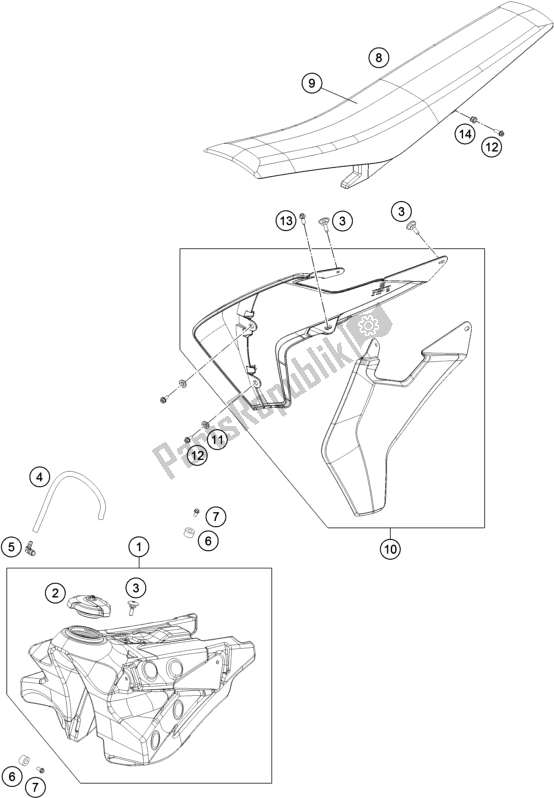 All parts for the Tank, Seat of the Husqvarna FS 450 EU 2016