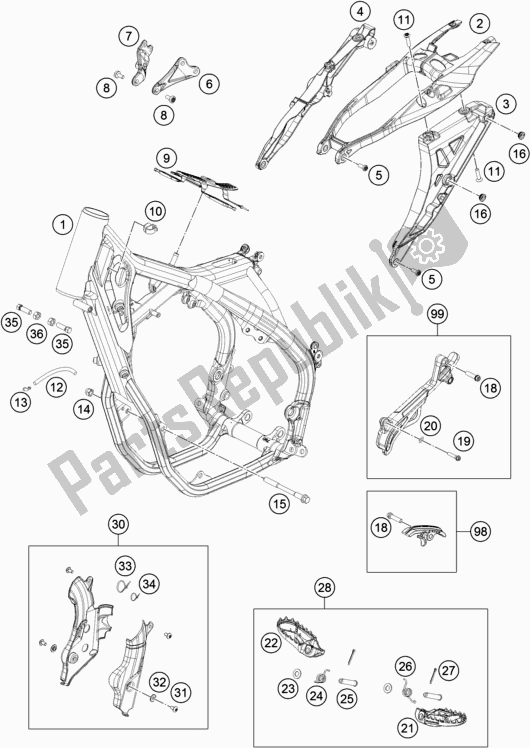 All parts for the Frame of the Husqvarna FS 450 EU 2017