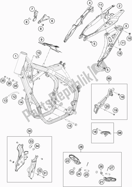 All parts for the Frame of the Husqvarna FS 450 EU 2017