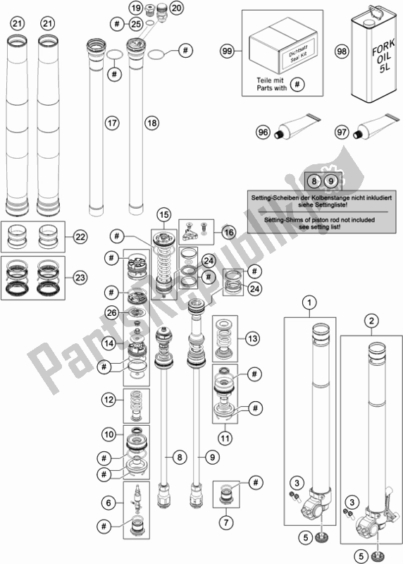 Todas as partes de Garfo Dianteiro Desmontado do Husqvarna FS 450 EU 2017