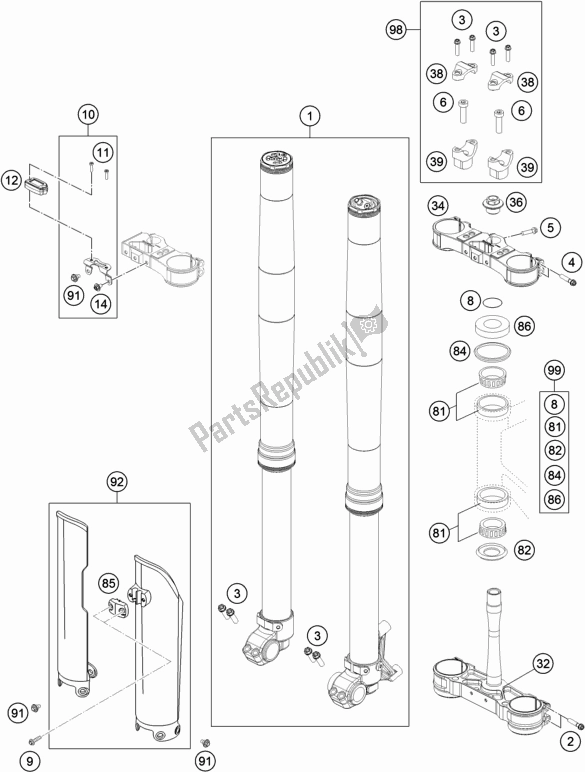 All parts for the Front Fork, Triple Clamp of the Husqvarna FS 450 EU 2017