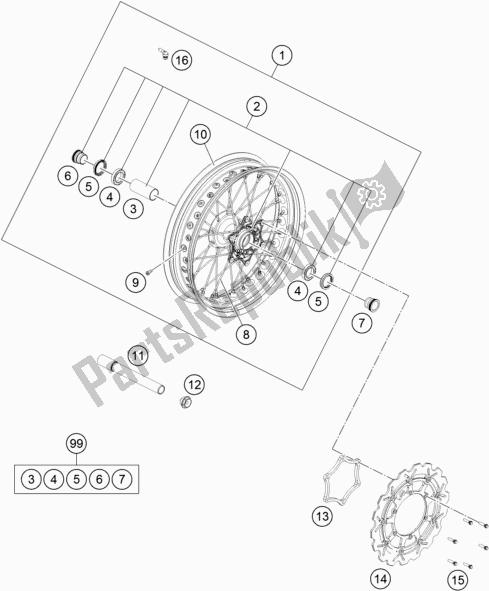 Toutes les pièces pour le Roue Avant du Husqvarna FS 450 EU 2018