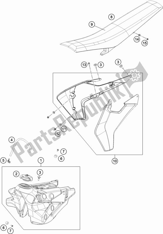 Tutte le parti per il Serbatoio, Sedile del Husqvarna FS 450 EU 2018