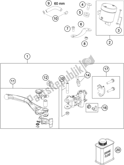 All parts for the Front Brake Control of the Husqvarna FS 450 EU 2019