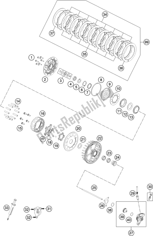 All parts for the Clutch of the Husqvarna FS 450 EU 2020