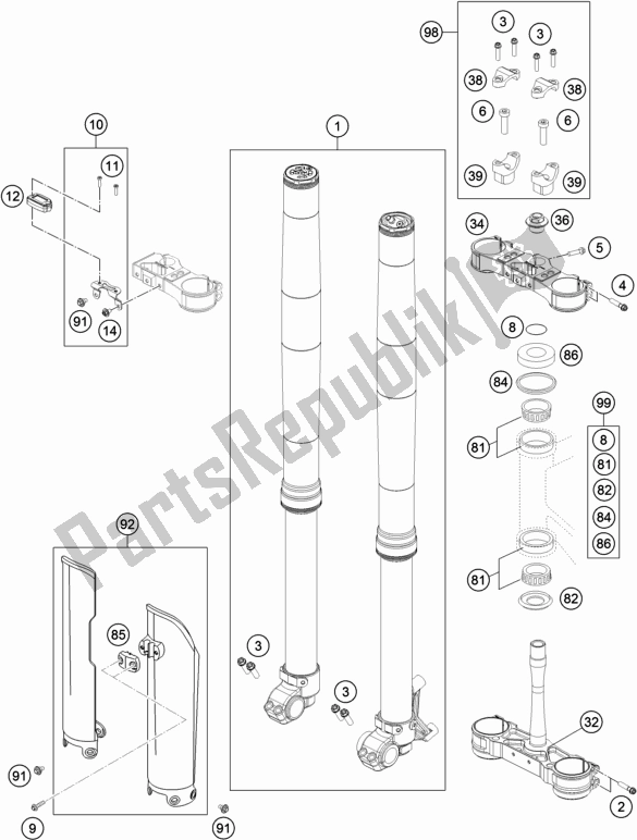 Todas as partes de Garfo Dianteiro, Braçadeira Tripla do Husqvarna FS 450 EU 2020