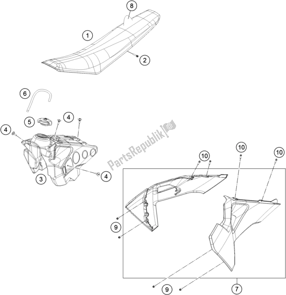 Tutte le parti per il Serbatoio, Sedile del Husqvarna FS 450 EU 2020