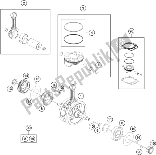 Toutes les pièces pour le Vilebrequin, Piston du Husqvarna FS 450 EU 2021