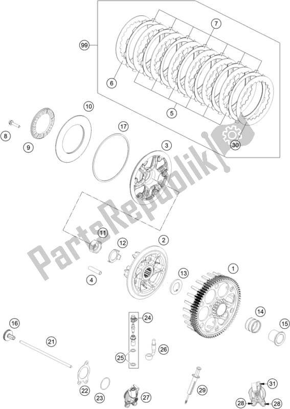 All parts for the Clutch of the Husqvarna FX 350 2019