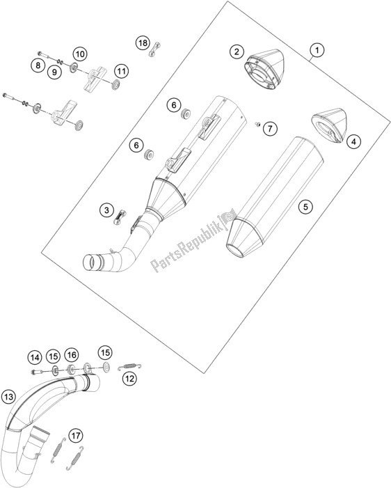 Alle onderdelen voor de Uitlaatsysteem van de Husqvarna FX 350 2019