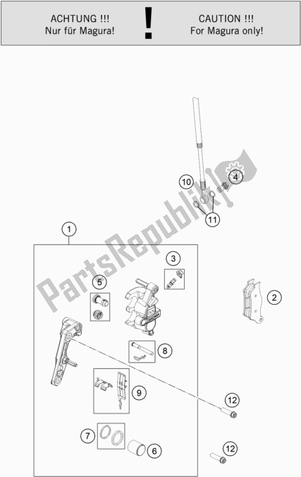 All parts for the Front Brake Caliper of the Husqvarna FX 350 2019