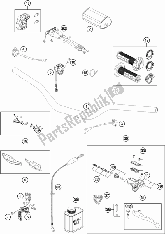 Toutes les pièces pour le Guidon, Commandes du Husqvarna FX 350 2019