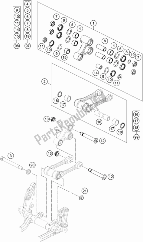 All parts for the Pro Lever Linking of the Husqvarna FX 350 2019