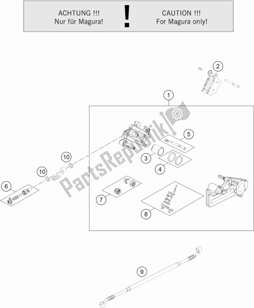 Alle onderdelen voor de Achter Remklauw van de Husqvarna FX 350 2019