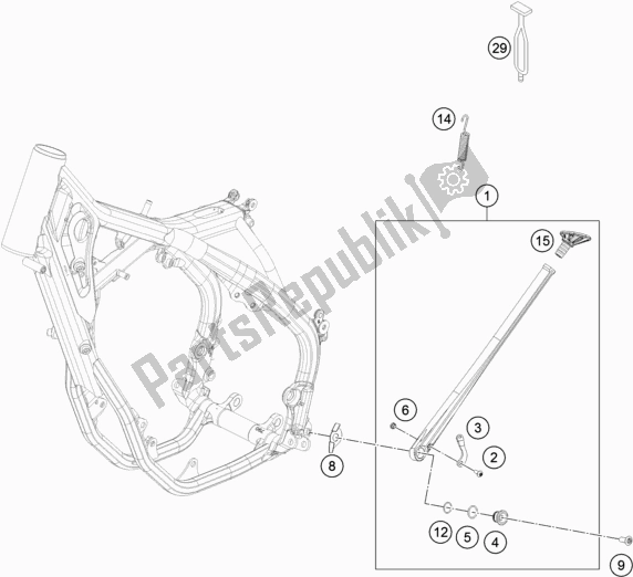 All parts for the Side / Center Stand of the Husqvarna FX 350 2019
