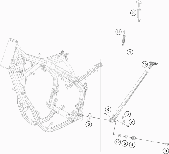 All parts for the Side / Center Stand of the Husqvarna FX 350 2019