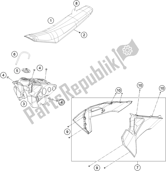 Alle onderdelen voor de Tank, Stoel van de Husqvarna FX 350 2019