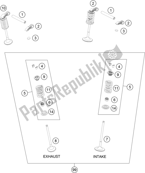 All parts for the Valve Drive of the Husqvarna FX 350 2019