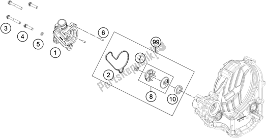 All parts for the Water Pump of the Husqvarna FX 350 2019