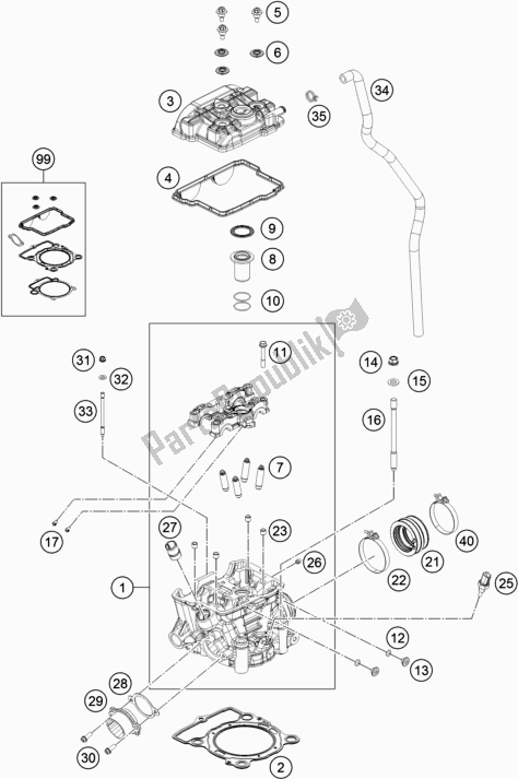 All parts for the Cylinder Head of the Husqvarna FX 350 US 2017