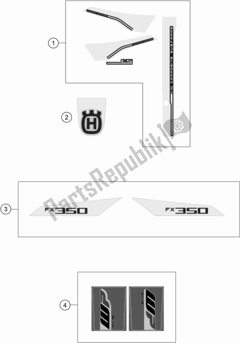 All parts for the Decal of the Husqvarna FX 350 US 2017