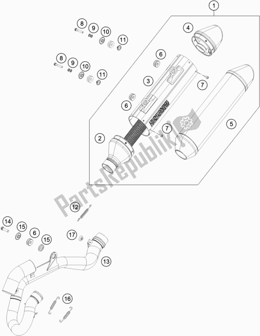 All parts for the Exhaust System of the Husqvarna FX 350 US 2017