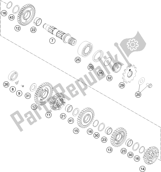 All parts for the Transmission Ii - Countershaft of the Husqvarna FX 350 US 2017