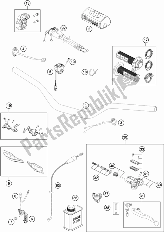 Alle onderdelen voor de Stuur, Bedieningselementen van de Husqvarna FX 350 US 2018