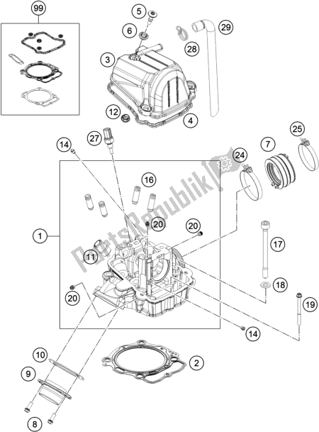 All parts for the Cylinder Head of the Husqvarna FX 450 2019