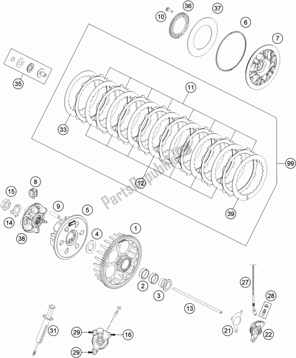 All parts for the Clutch of the Husqvarna FX 450 US 2018