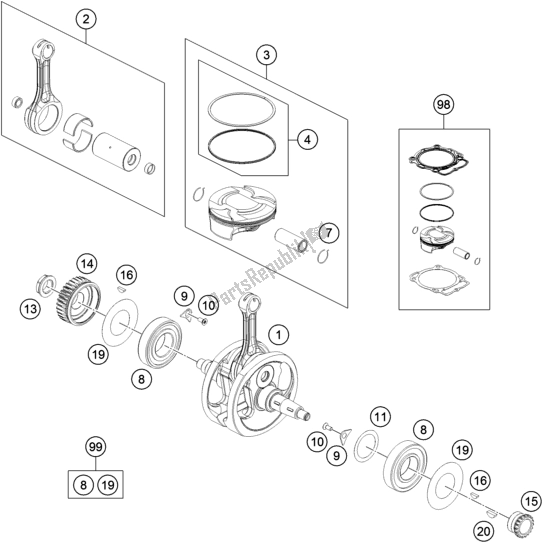 All parts for the Crankshaft, Piston of the Husqvarna FX 450 US 2018