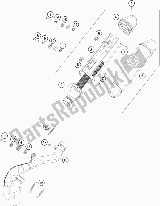 All parts for the Exhaust System of the Husqvarna FX 450 US 2018