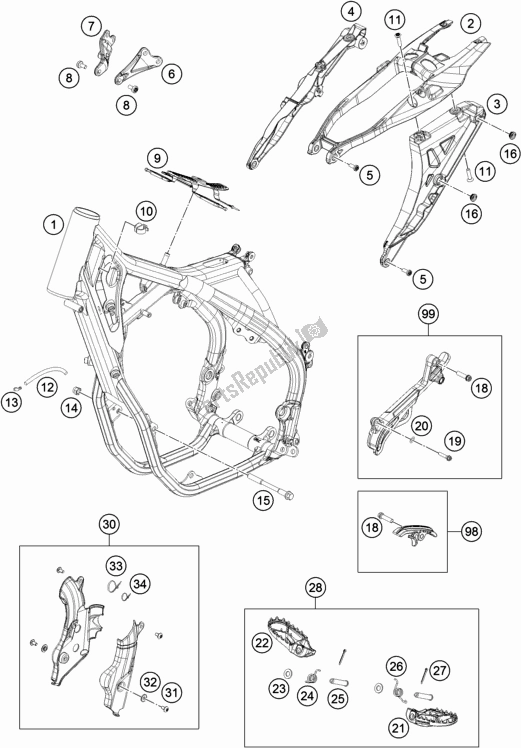All parts for the Frame of the Husqvarna FX 450 US 2018