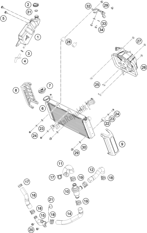 All parts for the Cooling System of the Husqvarna Svartpilen 250-B. D. 2021