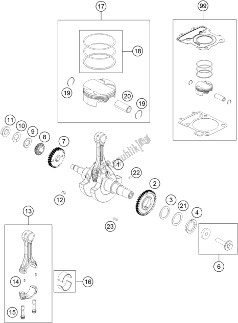 All parts for the Crankshaft, Piston of the Husqvarna Svartpilen 250-B. D. 2021