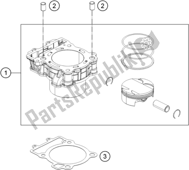 All parts for the Cylinder of the Husqvarna Svartpilen 250-B. D. 2021