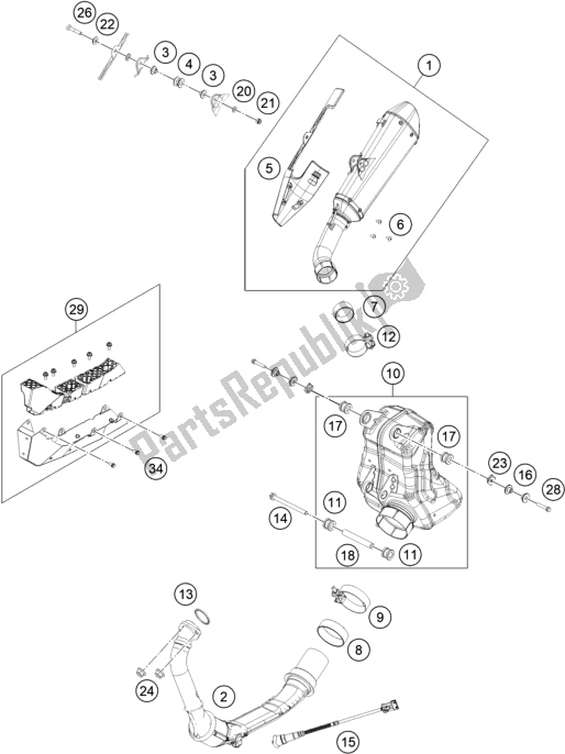 Todas as partes de Sistema De Exaustão do Husqvarna Svartpilen 250-B. D. 2021